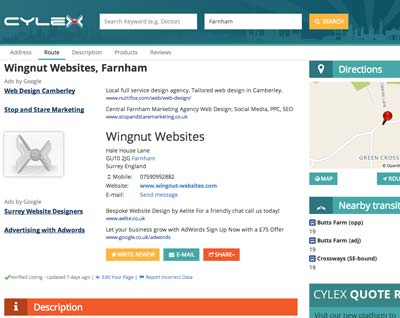 Cylex business listing directory is free for business users